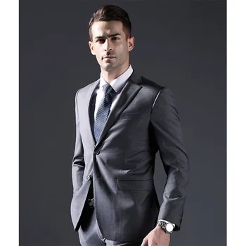 

2018 Latest Coat Pant Designs Smoking Grey Men Suit Slim Fit 2 Piece slim Tuxedo Groom mens wedding suits Custom smoking Blazer