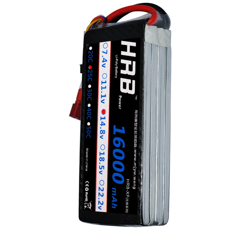 HRB 16000mAh литий-полимерный Батарея 7,4 V 11,1 V 14,8 V 18,5 V 22,2 V 25C T деканов квадрокоптера самолета вертолета RC Запчасти AKKU емкостью 2S 4S 5S 6S 3S