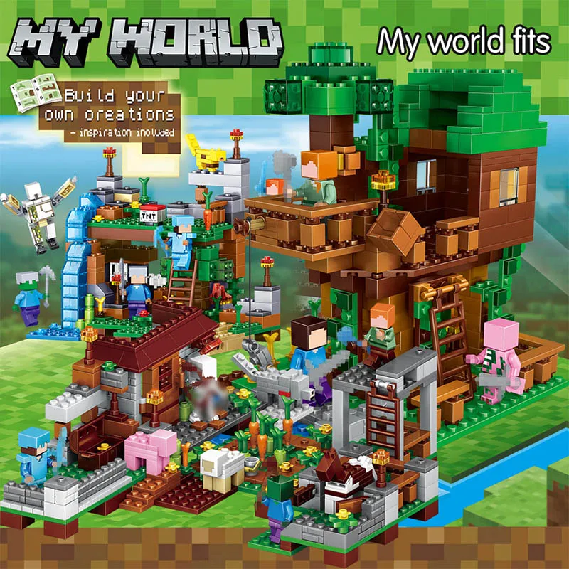 

1288pcs Minecrafted My world Model Building Blocks Compatible LegoINGLYS Set Mountain Cave With Elevator Bricks Toy For Children