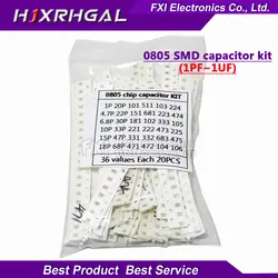 36values * 20pcs = 7 0805 SMD конденсаторный систематизированный набор 1pF ~ 10 мкФ компонент diy Образцы комплект новое и оригинальное