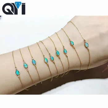 

QYI Woman Bracelet 18K Yellow Gold mosaic Natual Blue Opal Okoya Pearl Diamond Bracelet gift for Girl friend Valentine's Gift