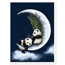 DIY Diamond Painting full Pandas set on the moon Diamond Embroidery pandas play on the moon Diamond Mosaic Cross Stitch pandas on the moon