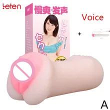 LETEN artificial moan vagina Male Masturbator Soft Real Pocket Pussy Sex Toys for Men USB Heater