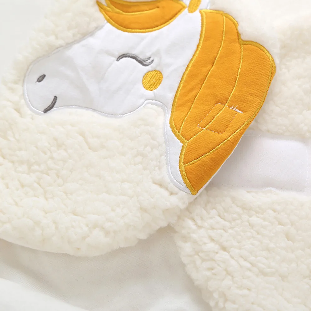 Детское Пеленальное Одеяло для сна, зимнее милое детское теплое Пеленальное Одеяло с рисунком лошади для новорожденных