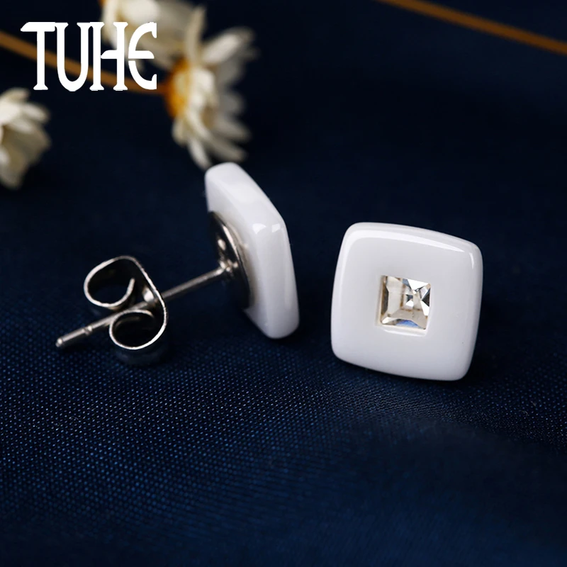 Массивные серьги с кристаллами для женщин, модные элегантные керамические серьги, рождественские вечерние Классические черно-белые женские ювелирные изделия для девочек