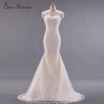 

Custom made fashion Lace Mermaid Wedding dresses new sleeveless backless fish tail long wedding Gown China W0022