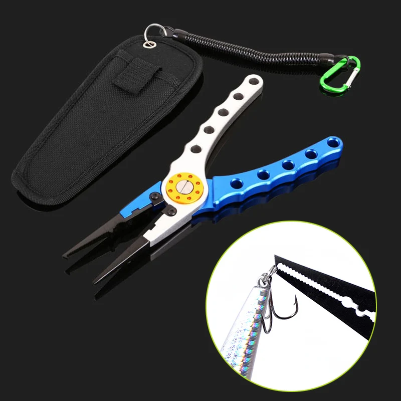 

Aluminum Fishing Pliers Cutters Split Ring Hook Remover Fish Holder with Sheath&Lanyard ALS88