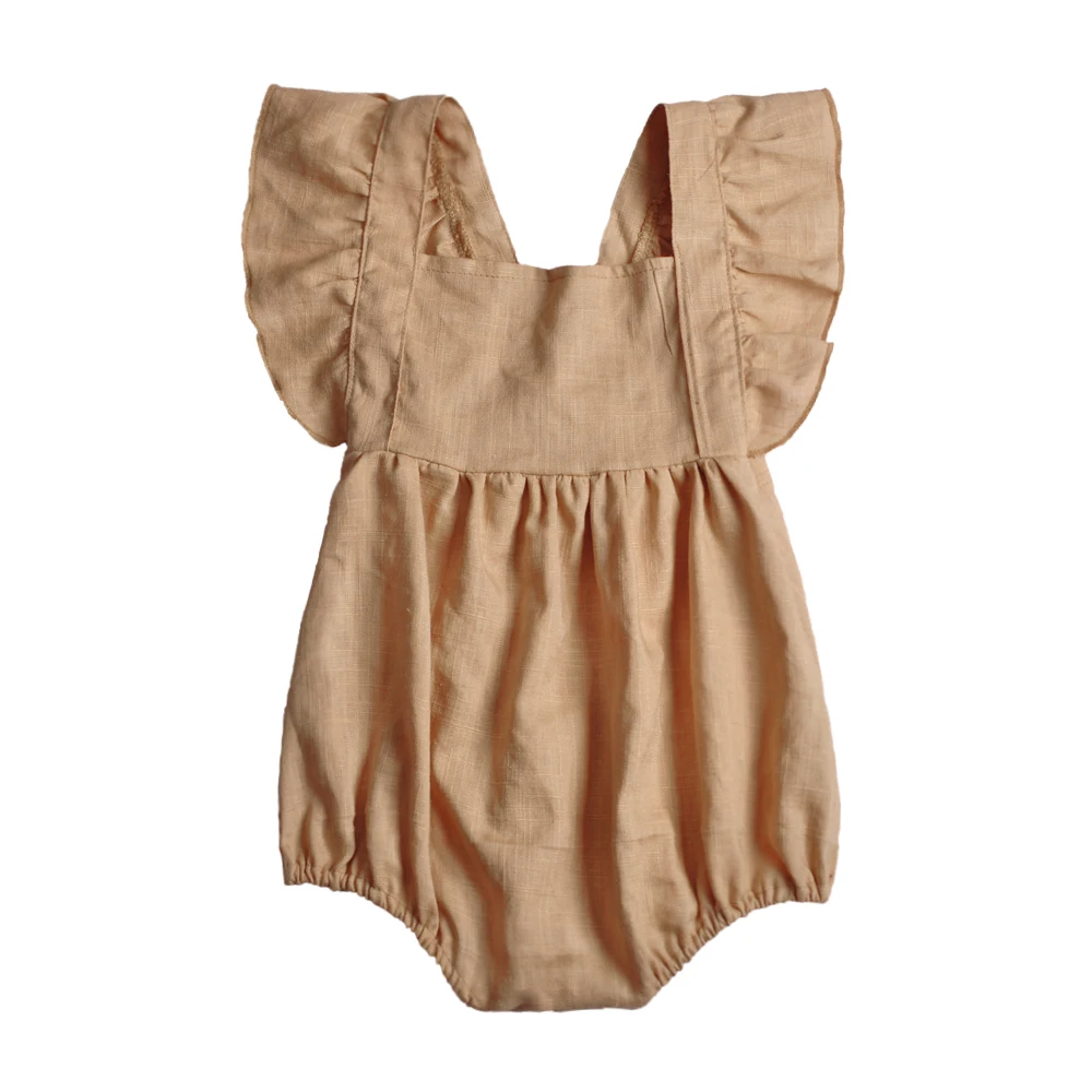 

Conice NINI Beautiful Toddler Ruffles Kids Linen Casual Fashion Baby Girls Boys Ruffles Overalls Kids Rompers GPF811-374