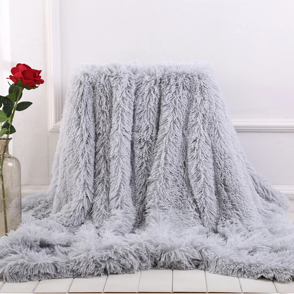Double faced Faux Fur Blanket Soft Fluffy Sherpa Throw Blankets for