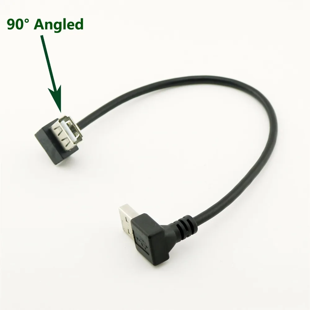 1 قطع usb 2.0 نوع وذكر التوصيل تصل زاوية إلى usb 2.0 اكتب الإناث 90 درجة بزاوية تمديد محول كابل بيانات المسؤول الحبل 25 سنتيمتر