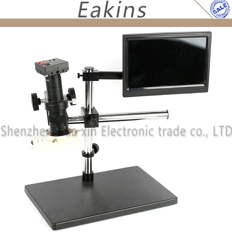 

1080P HDMI USB HD Indusry Lab Microscope Camera TF Video+180X/300X C-Mount Lens+Dual Arm Stereo Table Stand+Light+8" LCD