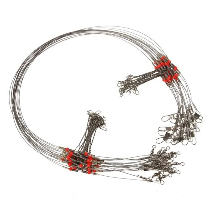 

2 Pcs Silver Fishing Wire Leader Trace With Snap Swivel Interlock Spinner Trace Fishing Lure Accessory Outdoor Tools