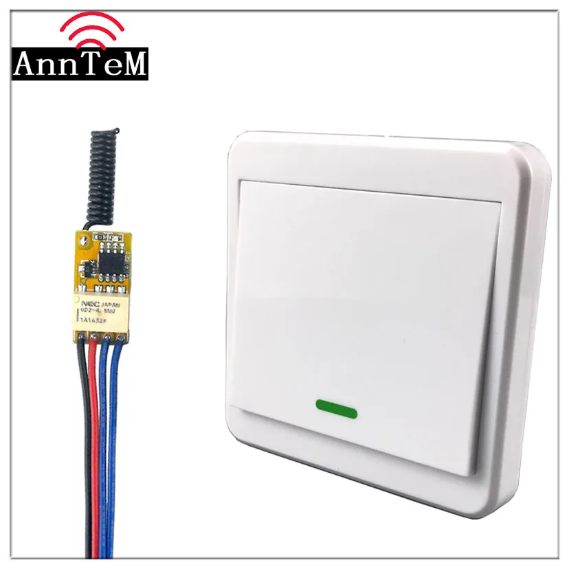 

Anntem RF 433Mhz door lock button On/off wireless remote control switch battery Power on 86 wall mount Relay controller module