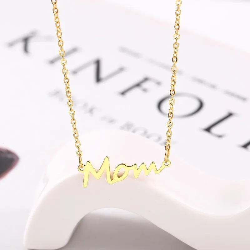 RIR ожерелье с подвеской мама из нержавеющей стали минимальное ожерелье для мам золотой подарок на день матери - Окраска металла: Gold