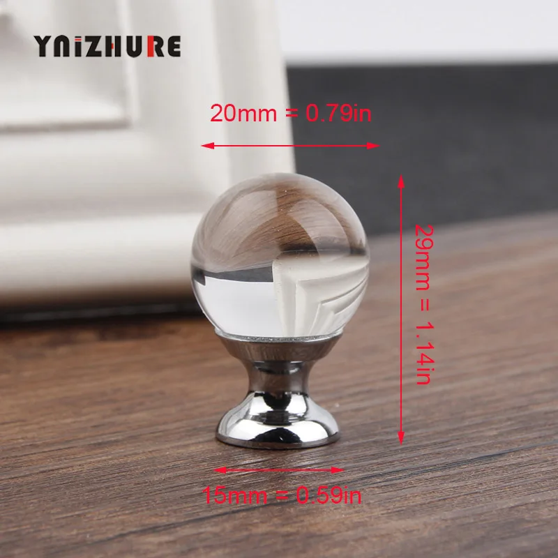 Hot 20/30mm Crystal glass ball Design Knobs Cupboard Pulls Drawer Knobs Kitchen Cabinet Handles Furniture Handle Hardware Knob - Цвет: 2010-20mm