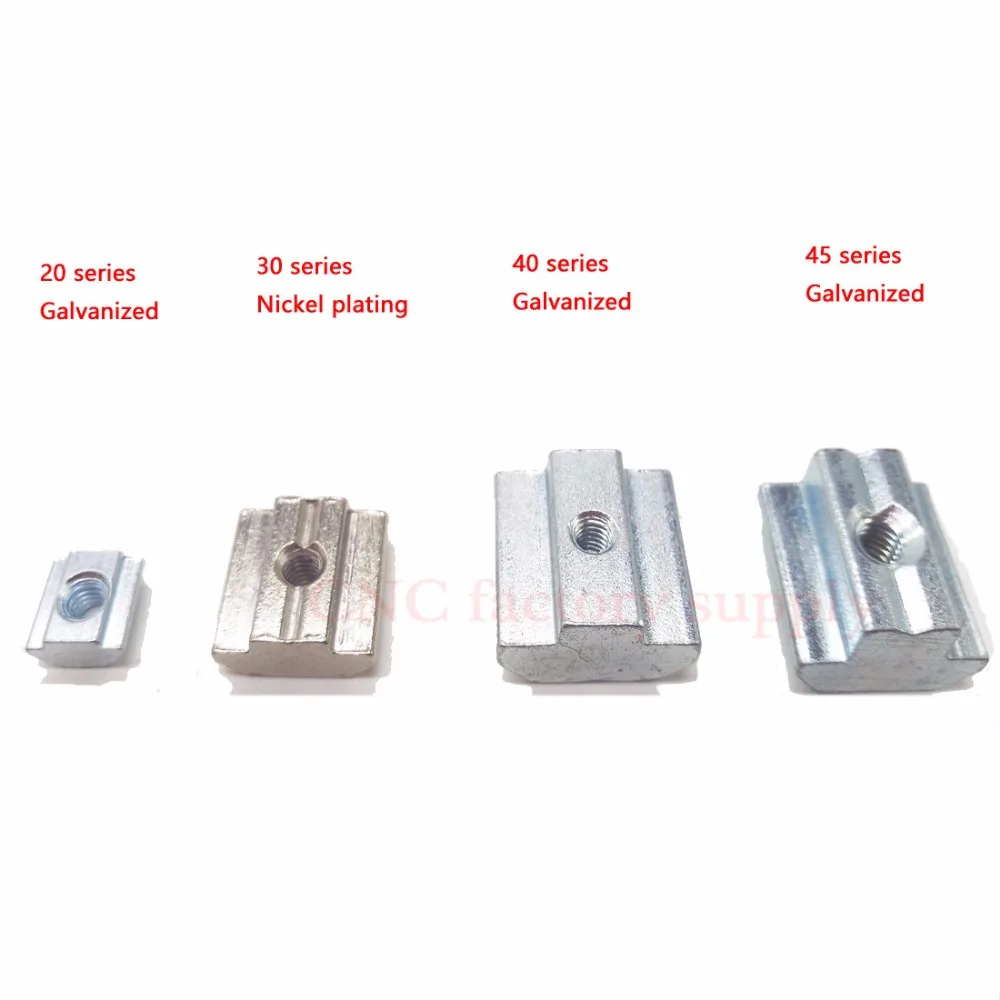 T Sliding Nut Block Square Nuts Nickel Plating Aluminum For EU Standard 3030 Aluminum Profile Slot