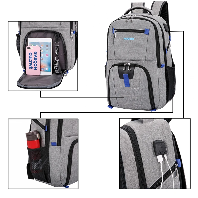 17 Inch Laptop Swiss Backpack For Men USB Charging Anti Theft Multifunction Large Capacity Rucksack Outdoor Sports Women Bags