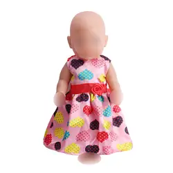 Кукла Одежда печатных любящих розовое платье подходит 43 см Детские куклы и 18 сапоги с меховой отделкой для девочек Аксессуары f117