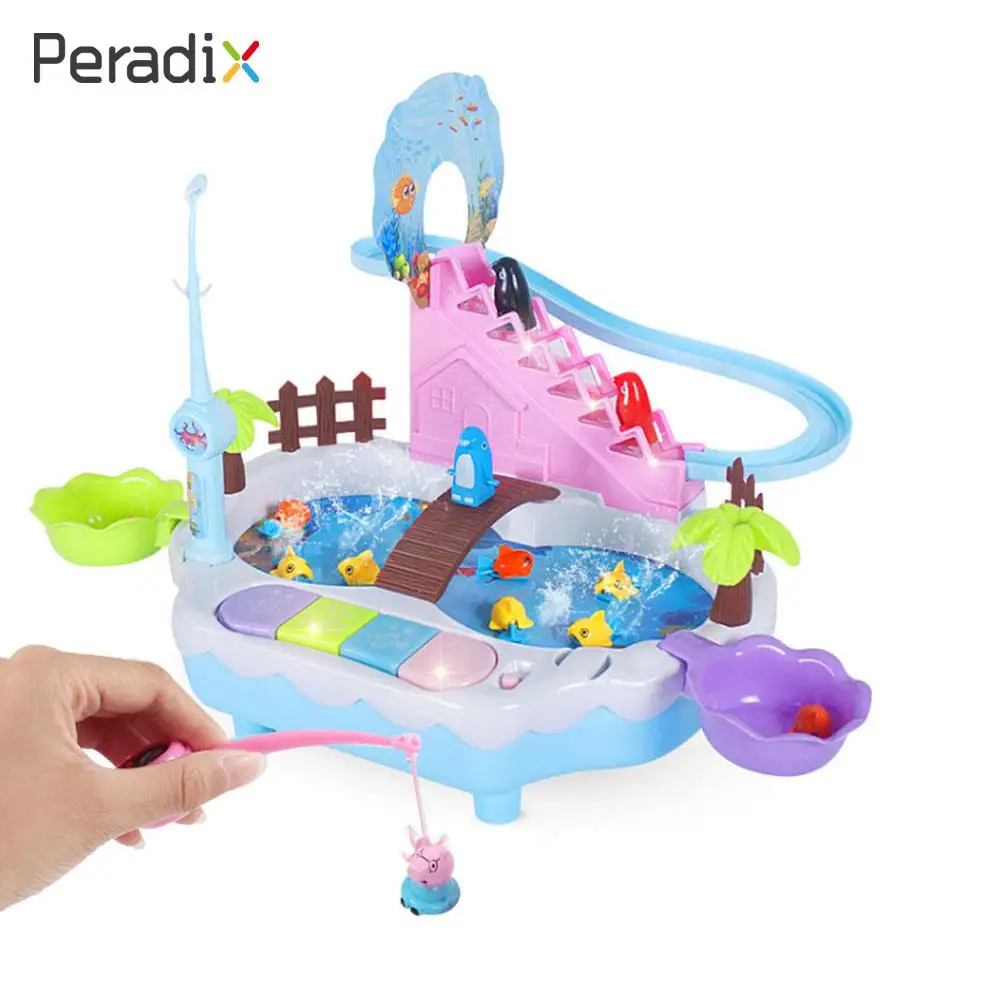

Fishing Pond Toys Penguin Climb Stairs Music Fishing Toys Electric Penguin Funny Plastic Light