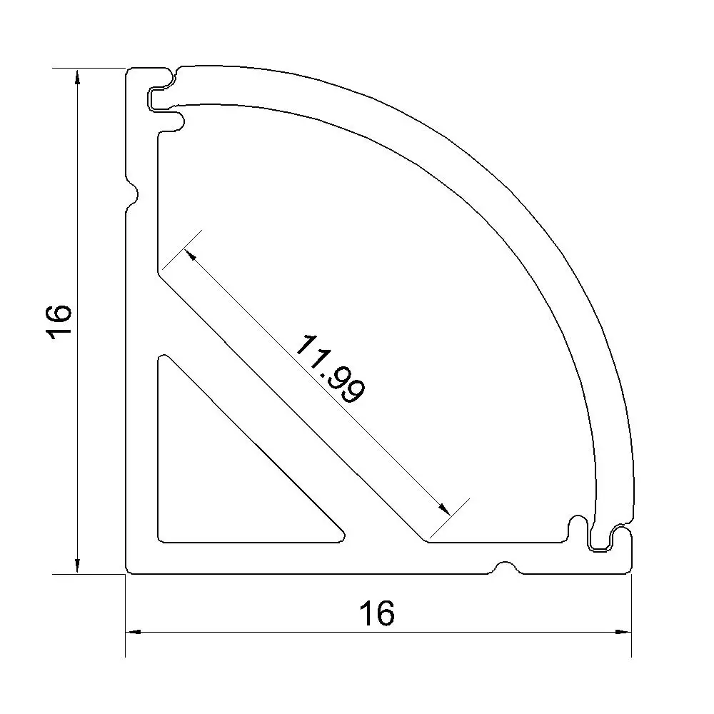 Светодиодный алюминиевый профиль системы с изогнутой крышкой UnvarySam 10-Pack 3.3ft/1 M 9x17mm внутренняя ширина 12mm V-shape светодиодный алюминиевый профиль