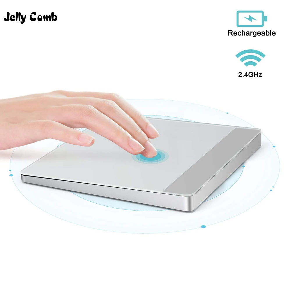 

Jelly Comb 2.4G Wireless Touchpad with USB Receiver Rechargeable Touch Pad for Laptop Notebook PC Track Pad for Windows Silver