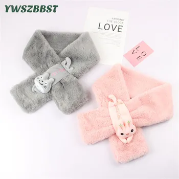 

New Plush Autumn Winter Baby Girls Scarf Cartoon Boys Velvet Children Scarf Kids Neck Scarf Collar Baby Bibs Toddler Burp Cloths
