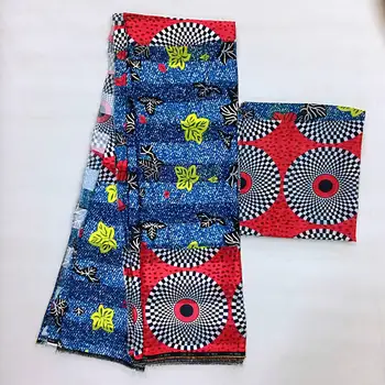 

4 Yards Ankara Fabric African Prints African Satin Ankara fabric with 2 Yards Chiffon For dress MOR-1