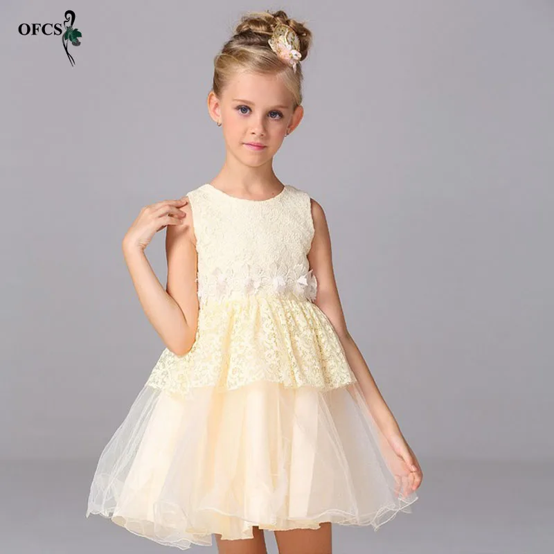

OFCS New Style Girls Children's Clothing 3-12 Years Bud Silk Dress High Quality Banquet Princess Dress Baptism Birthday Dresses