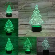 Christmas Tree 3D Lamp 7 Colors Changing Night Light Holiday Atmosphere Lighting Party Home Table Decor