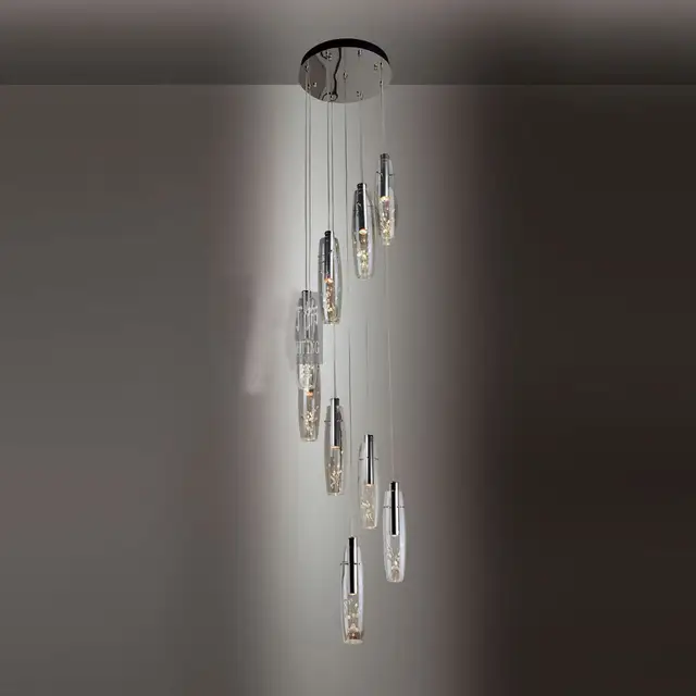 Modern Led Dining Room Crystal Pendant Light Glass Vase Bottles