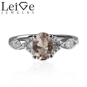 

925 Silver Real Morganite Ring Oval Cut Prong Setting Pink Gemstone Engagement Rings for Women Romantic Gifts