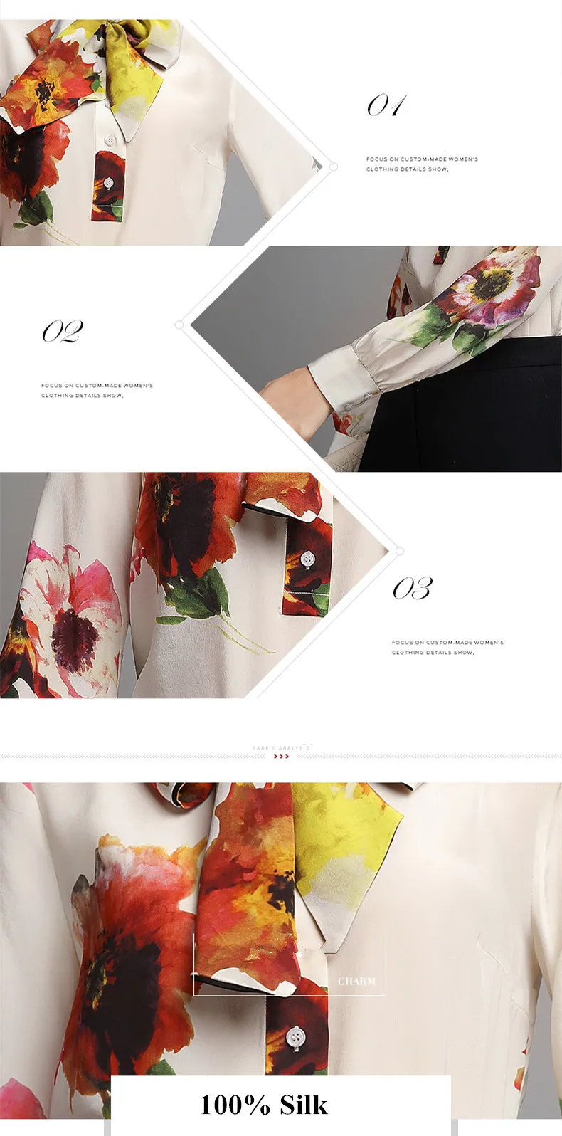 Повседневная Офисная Женская блузка с цветочным принтом, шелк, белая рубашка с длинным рукавом, женские модные блузки, женские топы, одежда YQ070