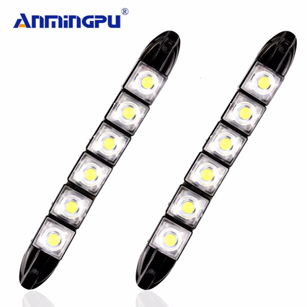 ANMINGPU 2pcs Car Light Assembly 6000K 12V Flexible Led Drl Led Daytime Running Light Daylight font