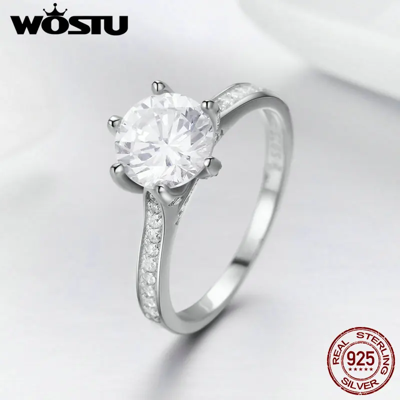 Женское кольцо на палец WOSTU из стерлингового серебра 925 пробы 3 карата AAAAA с