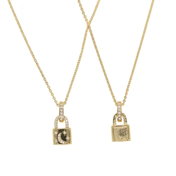 

NEWEST necklace gold Color PadLock Pendant Necklace Brand Rolo Cable Chain Necklace collar ras du cou collier femme women