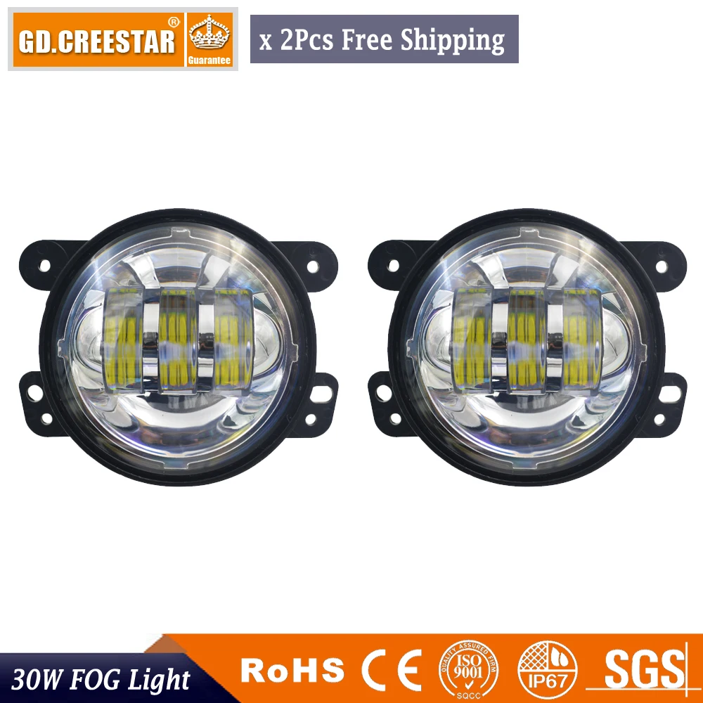 

30W 4" Pair LED Fog Light Driving Lamp For JK Wrangler Cherokee CJ TJ Dodge Journey Charger PT Cruiser Chrysler 300 Led Fog Lamp