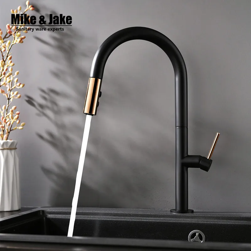  New black pull out kitchen faucet brass luxury kitchen mixer sink faucet mixer kitchen faucets pull - 32912226584