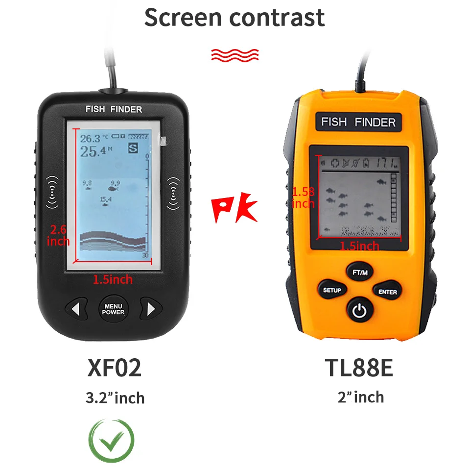 Erchang XF02 рыболокатор 100 м портативный эхолот с ЖК-экраном датчик сигнализации гидролокатор для рыбалки