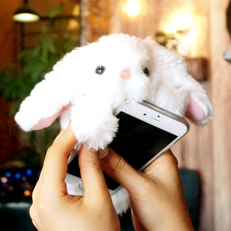 Чехол для iPhone 11 Pro Max X XR XS Max 6 6s 7 8 Plus вращающийся на 360 мех кролика 3D Меховой чехол для iPhone 4S 5 5S SE жесткий чехол