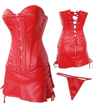 

Prom Queen Seductive Waist Corsets Sexy Gothic Leather Corpete Steel Boned Corset Black Red Bustiers