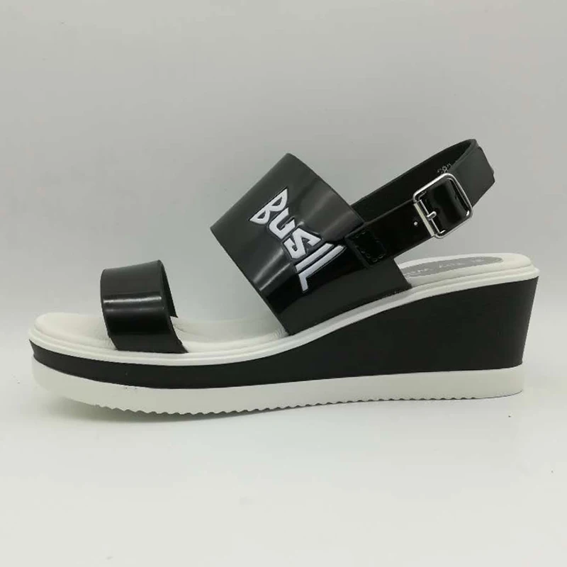 E TOY WORD Black White Platform Sandals Women Shoes Wedges High Heel Sandals Ankle Buckle Ladies Summer Shoes 2019 Fashion