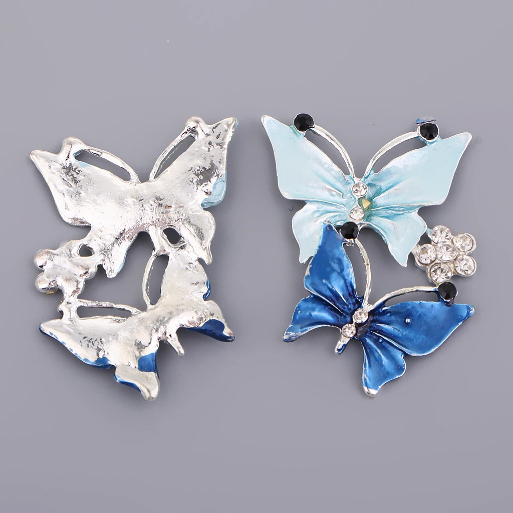 2Pcs Colorful Butterfly Rhinestone Flatbacks Crystal Flat Back Cabochon Buttons Scrapbooking Slime Charm DIY Embellishment Craft