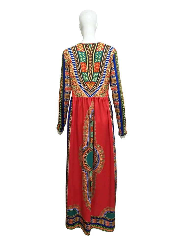 Пикантные этнические Стиль Традиционная рубашка "Дашики" Африканские Для женщин вечернее платье на свадьбу с глубоким v-образным вырезом