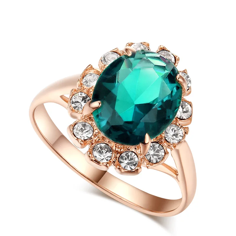 CC Ювелирные изделия, модные ювелирные кольца для женщин, роскошный зеленый камень, розовое золото, цвет невесты, обручальные кольца, обручальное кольцо, Bijoux CC615 - Цвет основного камня: CC615a