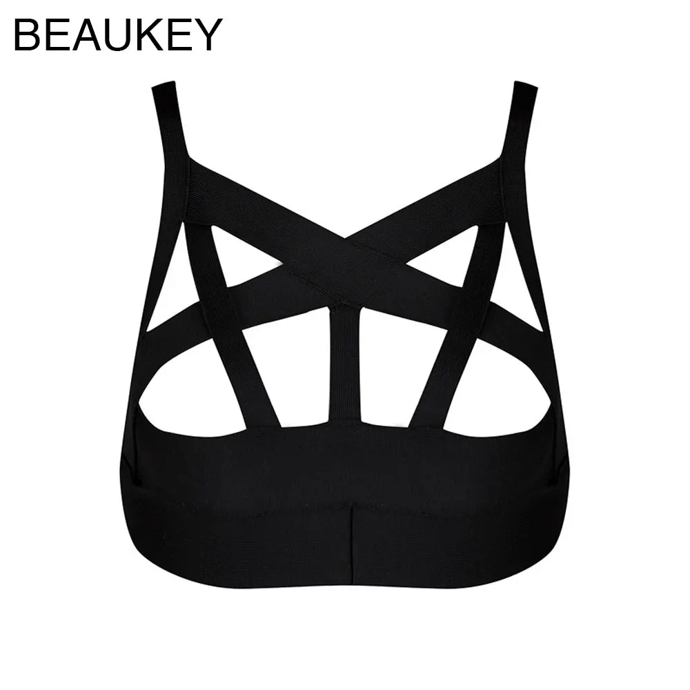

Black Hollw Out 2016 Newest Rayon Sexy Women's Knitted Tights Bandage Camis Crop Top