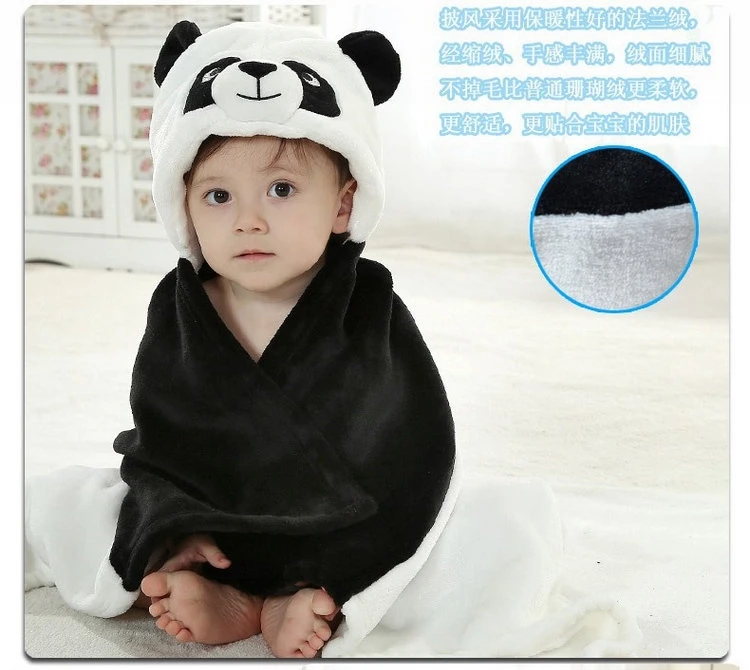 Детские мультфильм животных Косплэй фото реквизит получения Одеяло фланель мода черный panda Дизайн новорожденного Для ванной спальный халат