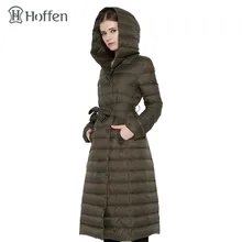 Hoffen Новые поступления зимние Для женщин длинные Подпушка пальто тонкий Для женщин S парка с капюшоном Пальто для будущих мам теплые Повседневное пальто с поясом плюс размеры