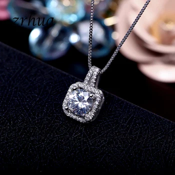 

ZRHUA 925 Sterling Silver Necklaces & Pendant For Women Girl Vintage Long Chain Retro Necklaces Cubic Zirconia DIY Jewelry Gifts