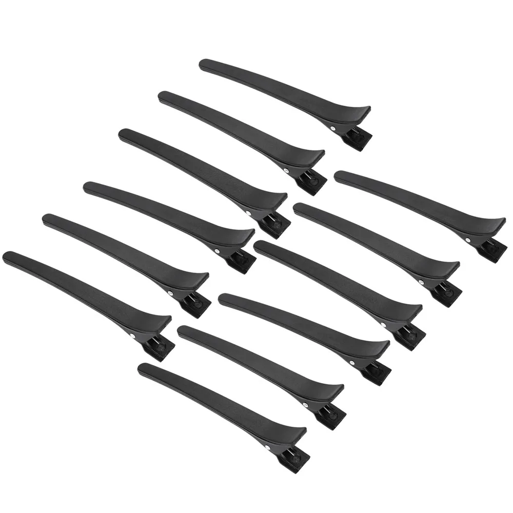 12Pcs Black Alligator Hair Clips Salon Single Prong Sectioning Grip Clips Crocodile Hair Clamp
