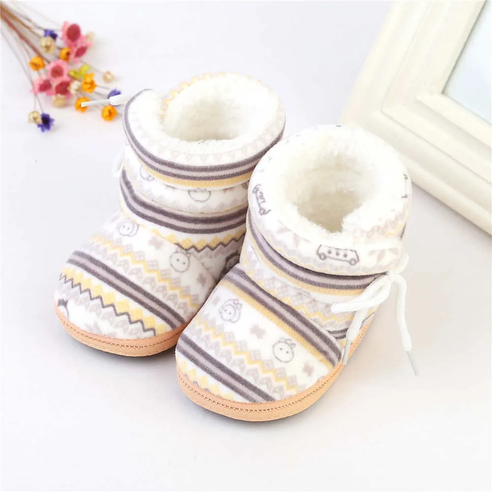 Детская осенне-зимняя теплая флисовая обувь на мягкой подошве с милым рисунком для маленьких девочек и мальчиков; зимние ботинки; кроссовки